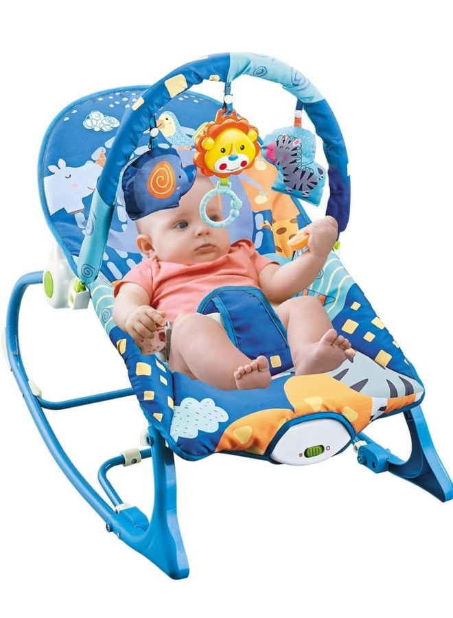 Richtots Premium Baby Rocker Chair Comfortable & Soothing Bouncer for Newborns. Multi-Position Recline, Vibrations, Removable Toys. Portable Design-Indigo(Color-Grey) - Image 1